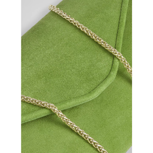 LK Bennett Dominica Apple Green Suede Clutch Bag